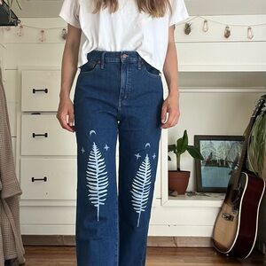 Madewell jeans with linocut prints